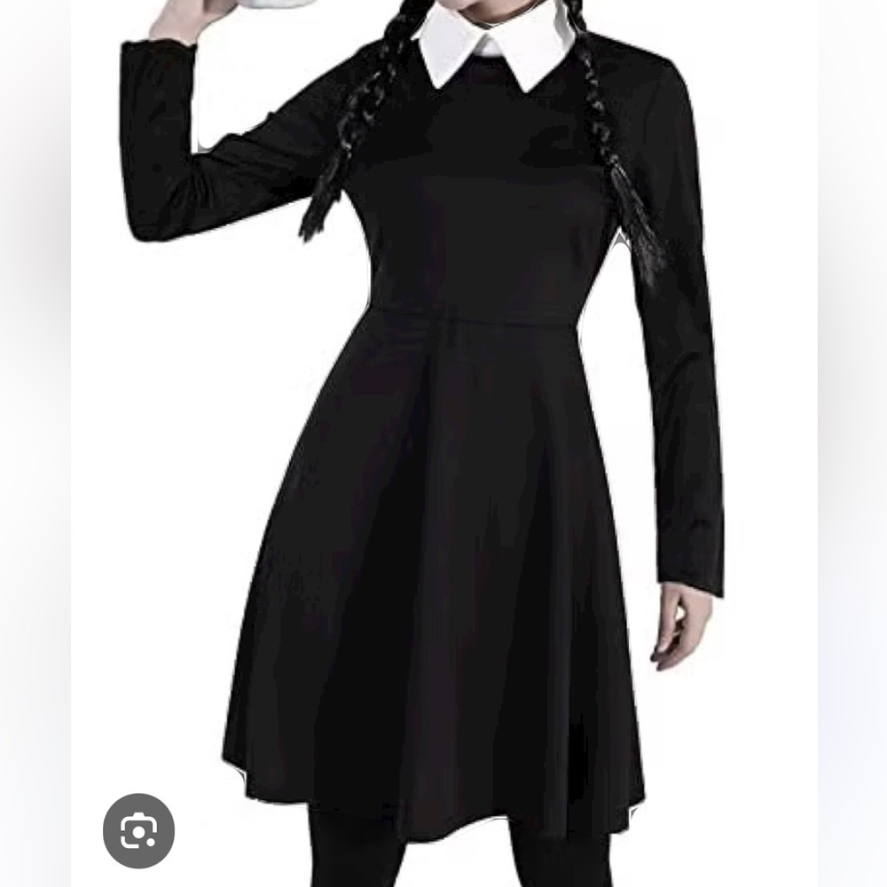 Wednesday Addams Halloween Costume—-Dress only stretch color super comfortable
